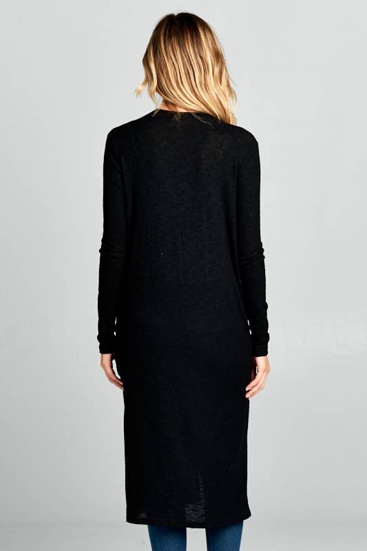 Long Sleeve Ribbed Duster Sweater Cardigan