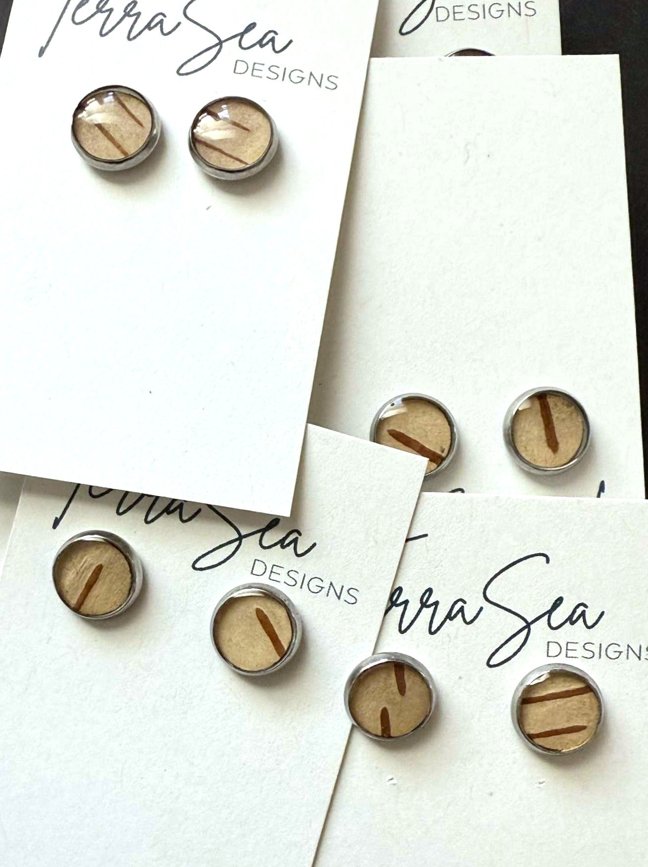Genuine Sugarwood Birch Bark Stud Earrings