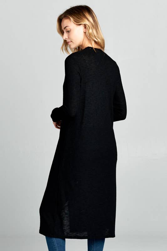 Long Sleeve Ribbed Duster Sweater Cardigan