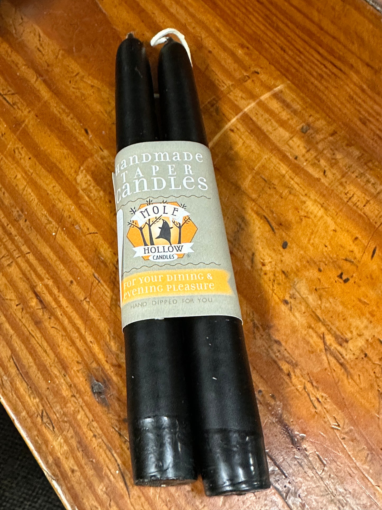 Black 8" Taper Candles - Pair