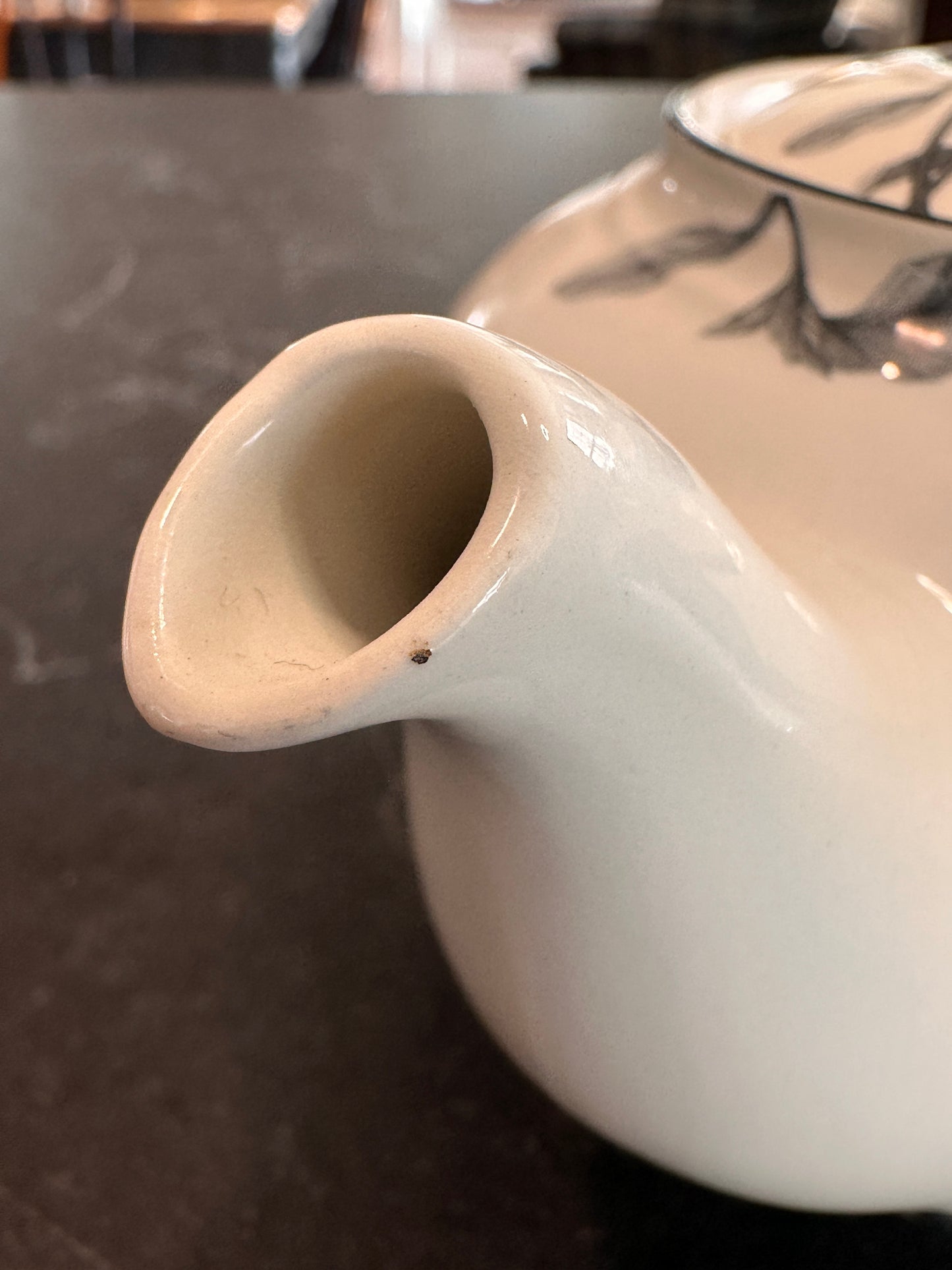 Vintage Black and White Garden Vegetable Teapot