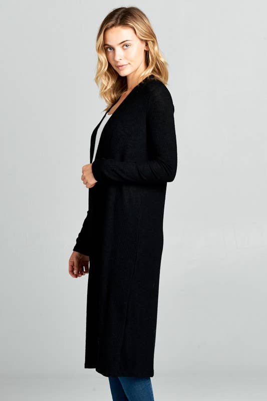 Long Sleeve Ribbed Duster Sweater Cardigan