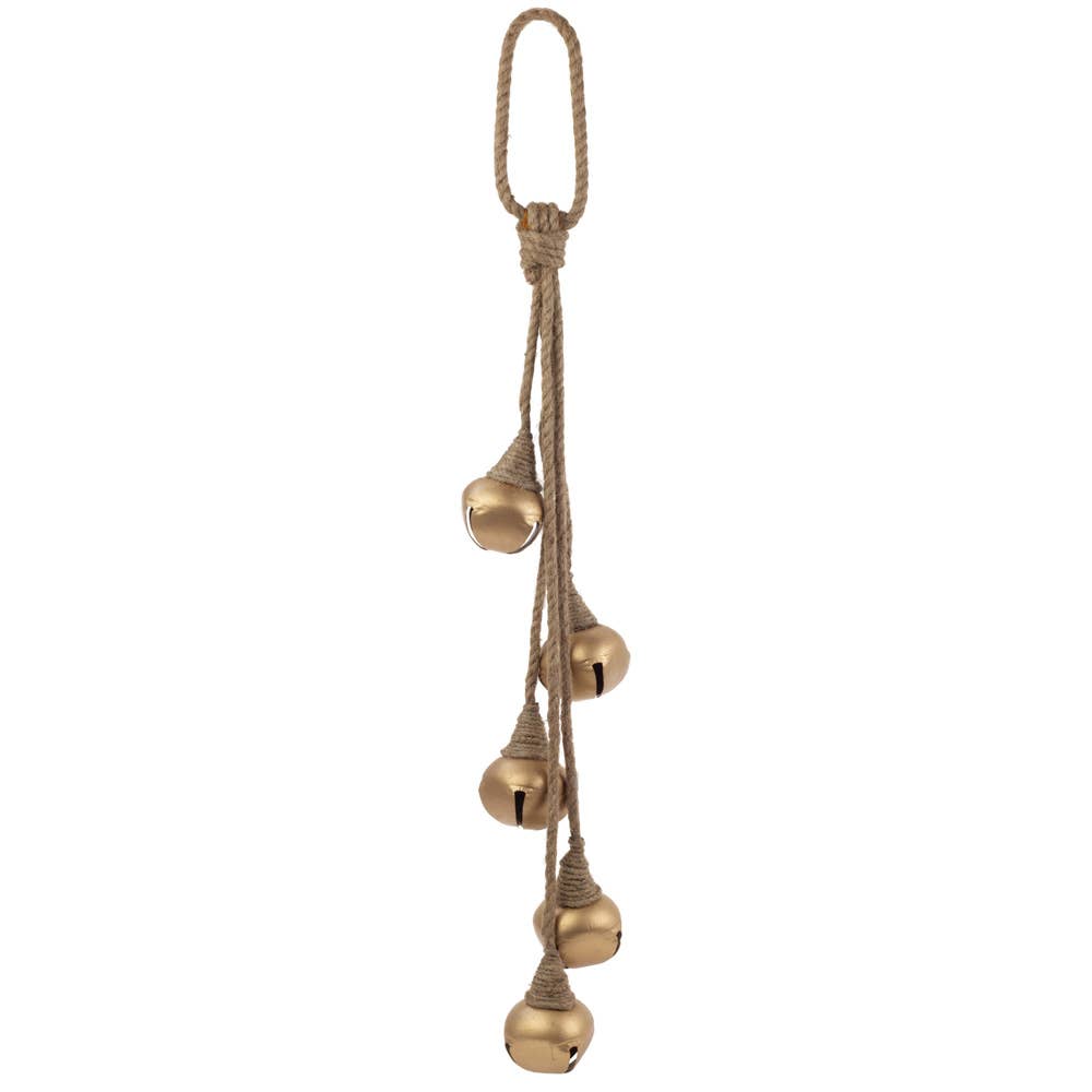 23.5" Long Gold Jingle Bell with Jute Christmas Décor