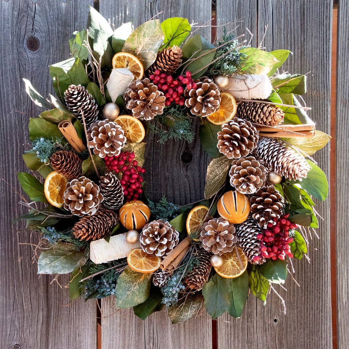 More arriving soon! Cinnamon Orange & Pinecone Wreath