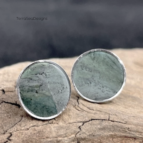 Handmade Silver Rim Clay Stud Earring