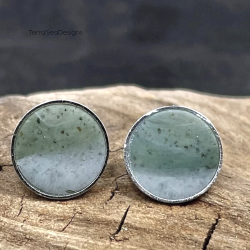 Handmade Silver Rim Clay Stud Earring