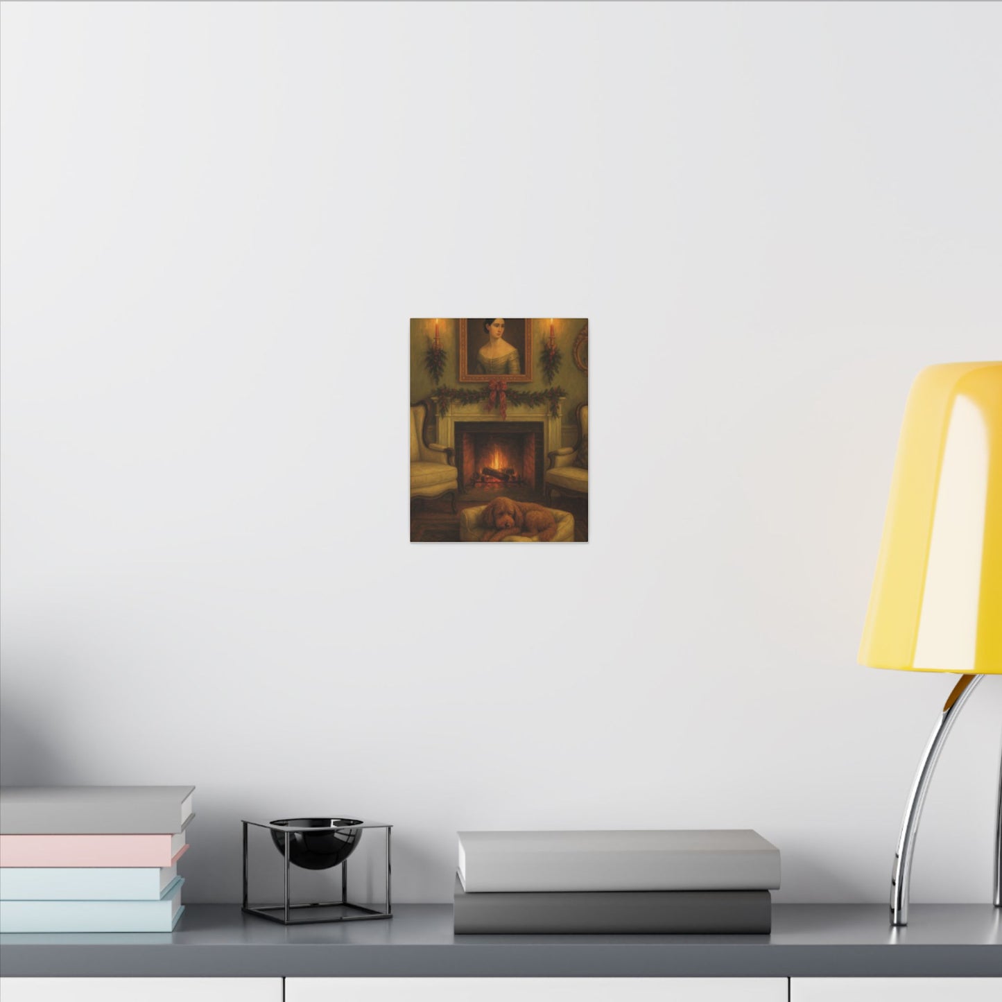Willow waiting for Santa - unframed stretched canvas print