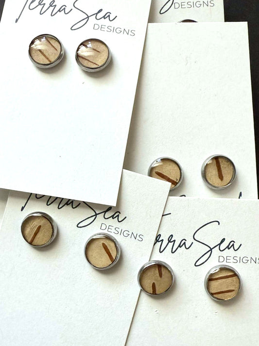 Genuine Sugarwood Birch Bark Stud Earrings