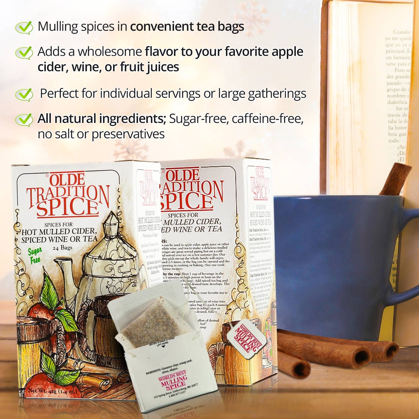 Olde Tradition Spice Mulling Spice in Tea Bags: 8 Tea Bags Per Box