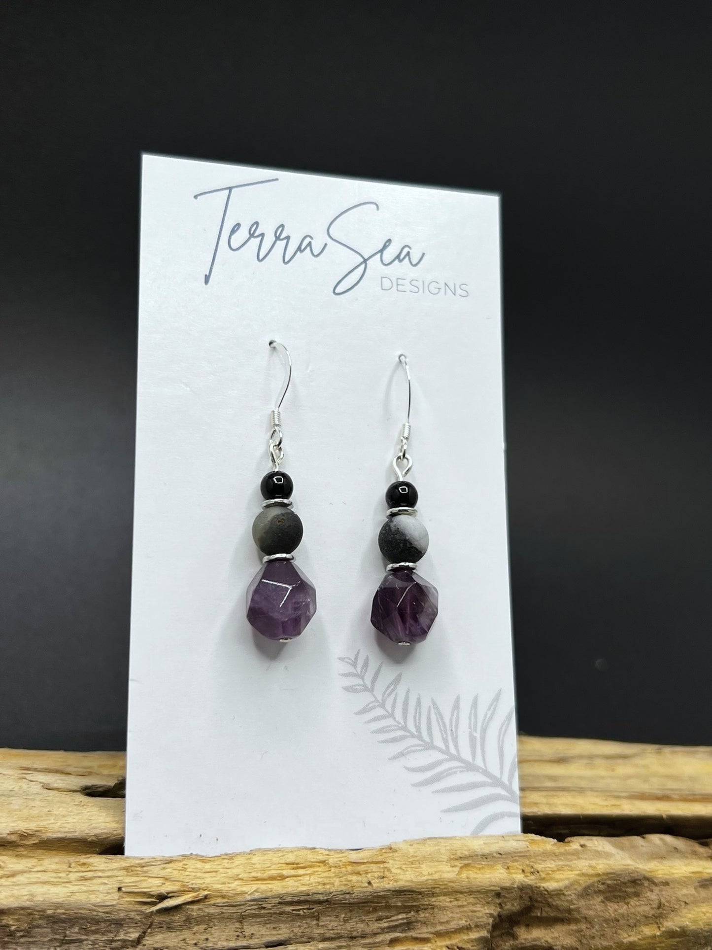 Available March 12th - Amethyst, Amazonite & Black Jasper Earrings