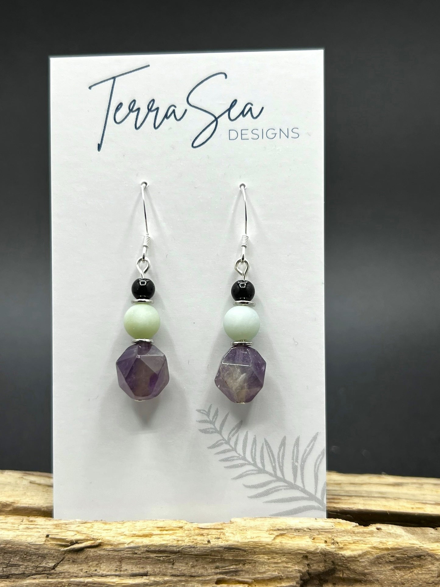 Available March 12th - Amethyst, Blue Amazonite & Black Jasper Earrings