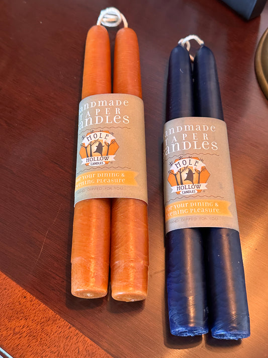 One pair of 8" Navy Blue Taper Candles