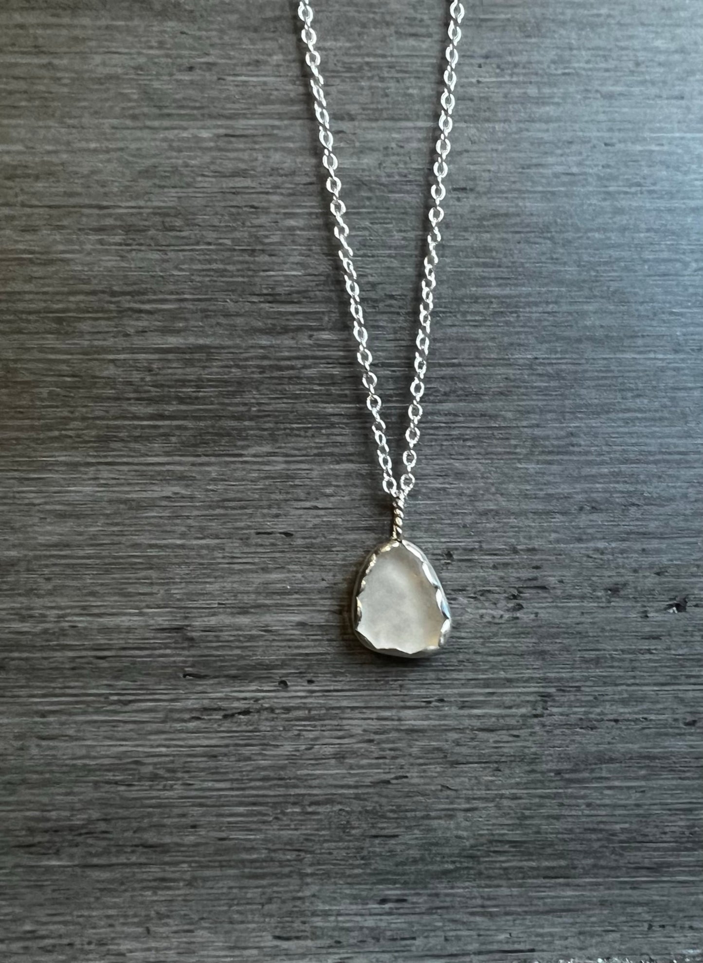 Available March 12th - Scalloped White Seaglass Necklace