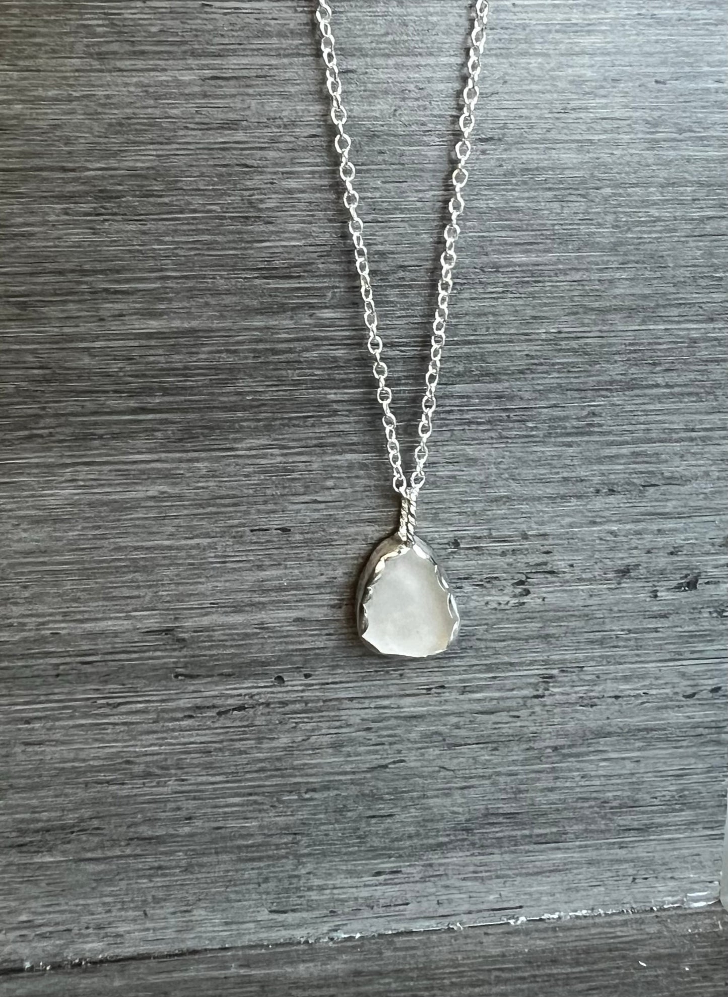 Available March 12th - Scalloped White Seaglass Necklace