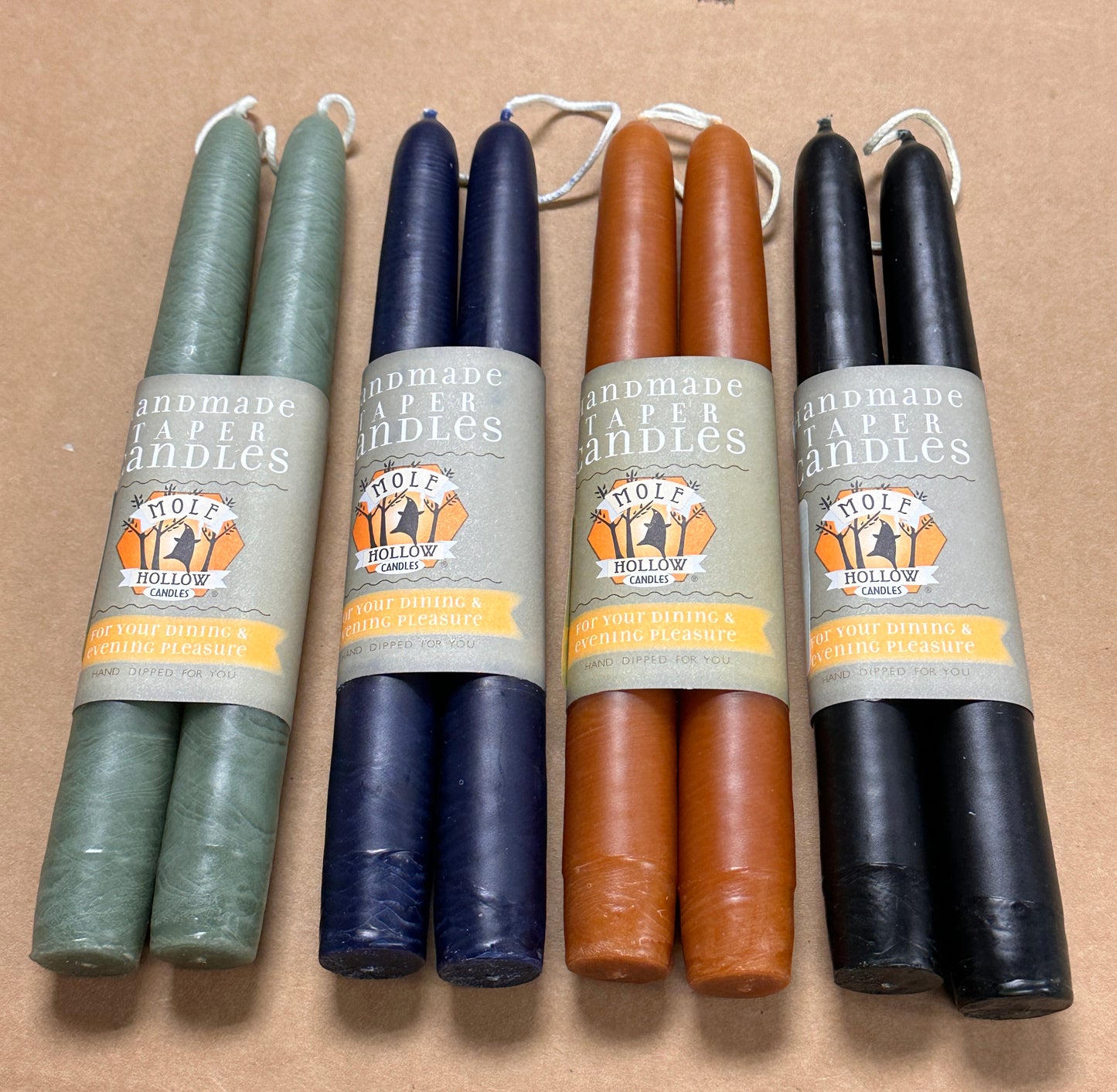 Black 8" Taper Candles - Pair