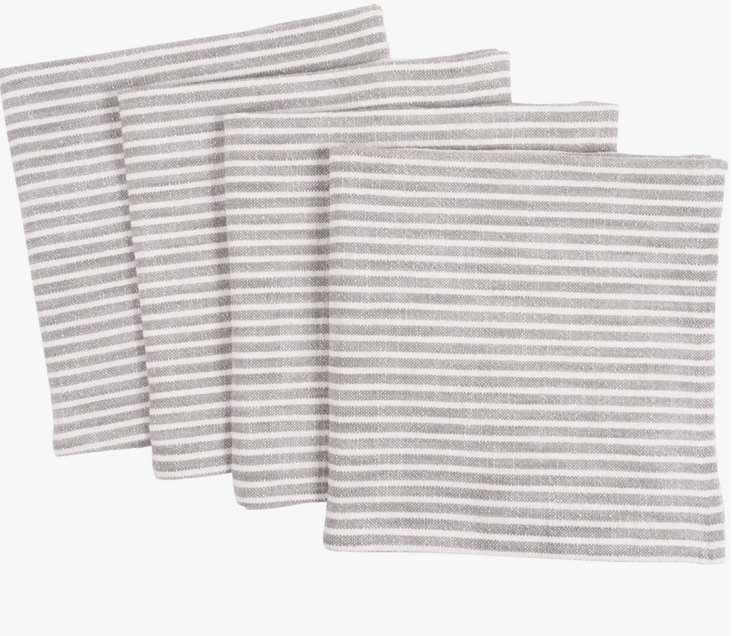 Napkins - Set of four Pewter Striped Napkins