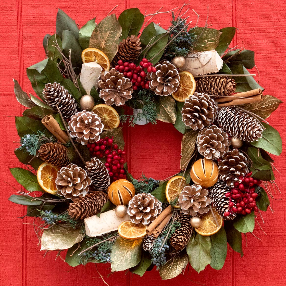 More arriving soon! Cinnamon Orange & Pinecone Wreath