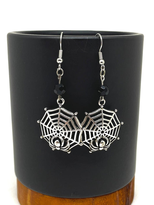Dangling Spider Web Earrings