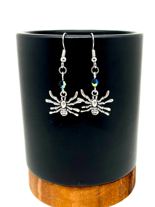 Beaded Halloween Spider Earrings