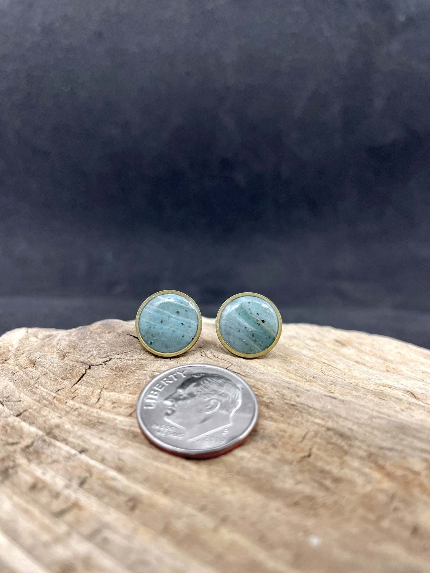 Handmade Brass Rim Clay Stud Earring