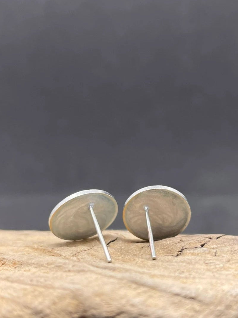 Handmade Brass Rim Clay Stud Earring