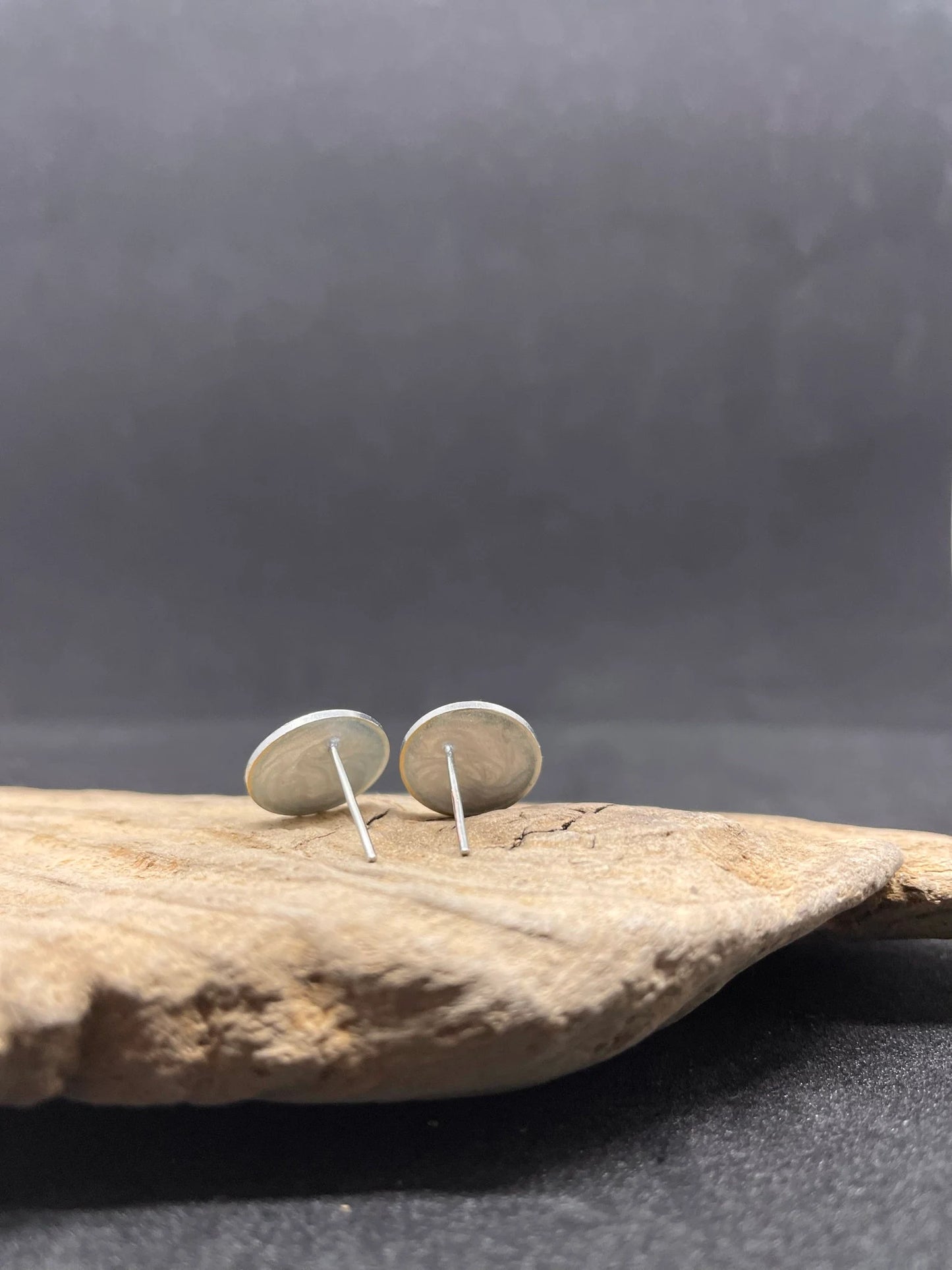 Handmade Brass Rim Clay Stud Earring