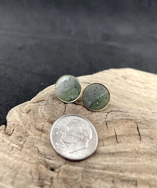 Handmade Brass Rim Clay Stud Earring