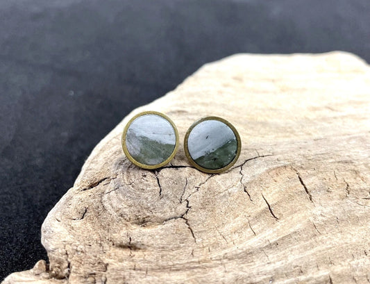 Handmade Brass Rim Clay Stud Earring