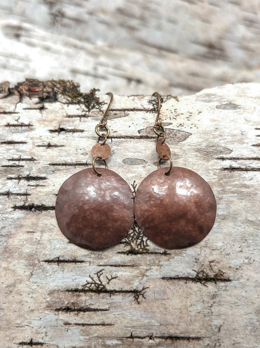 Copper Disc Earrings