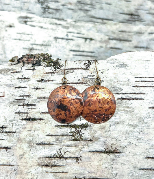 Handmade Copper Disc Earrings