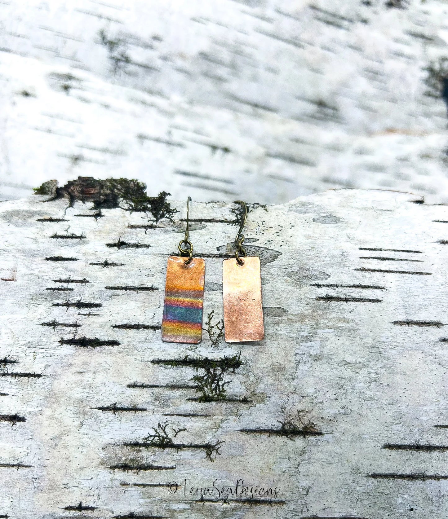 Copper Rectangle Earrings