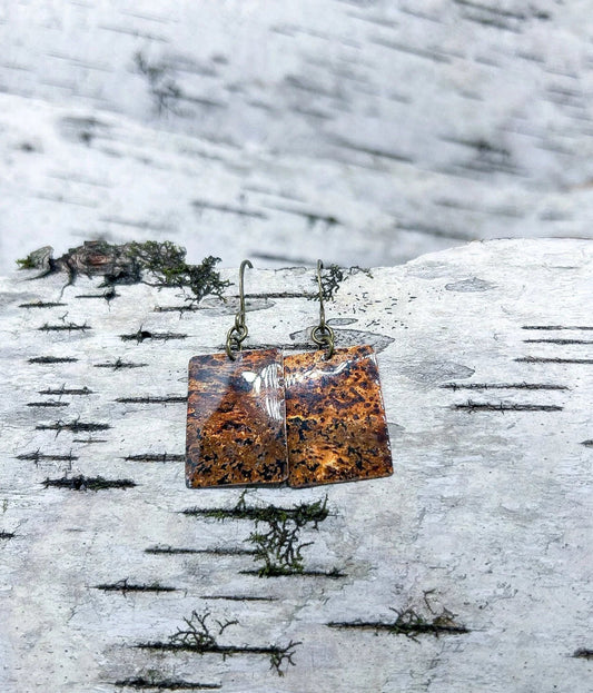 Copper Rectangle Earrings