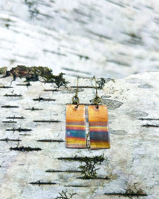 Copper Rectangle Earrings