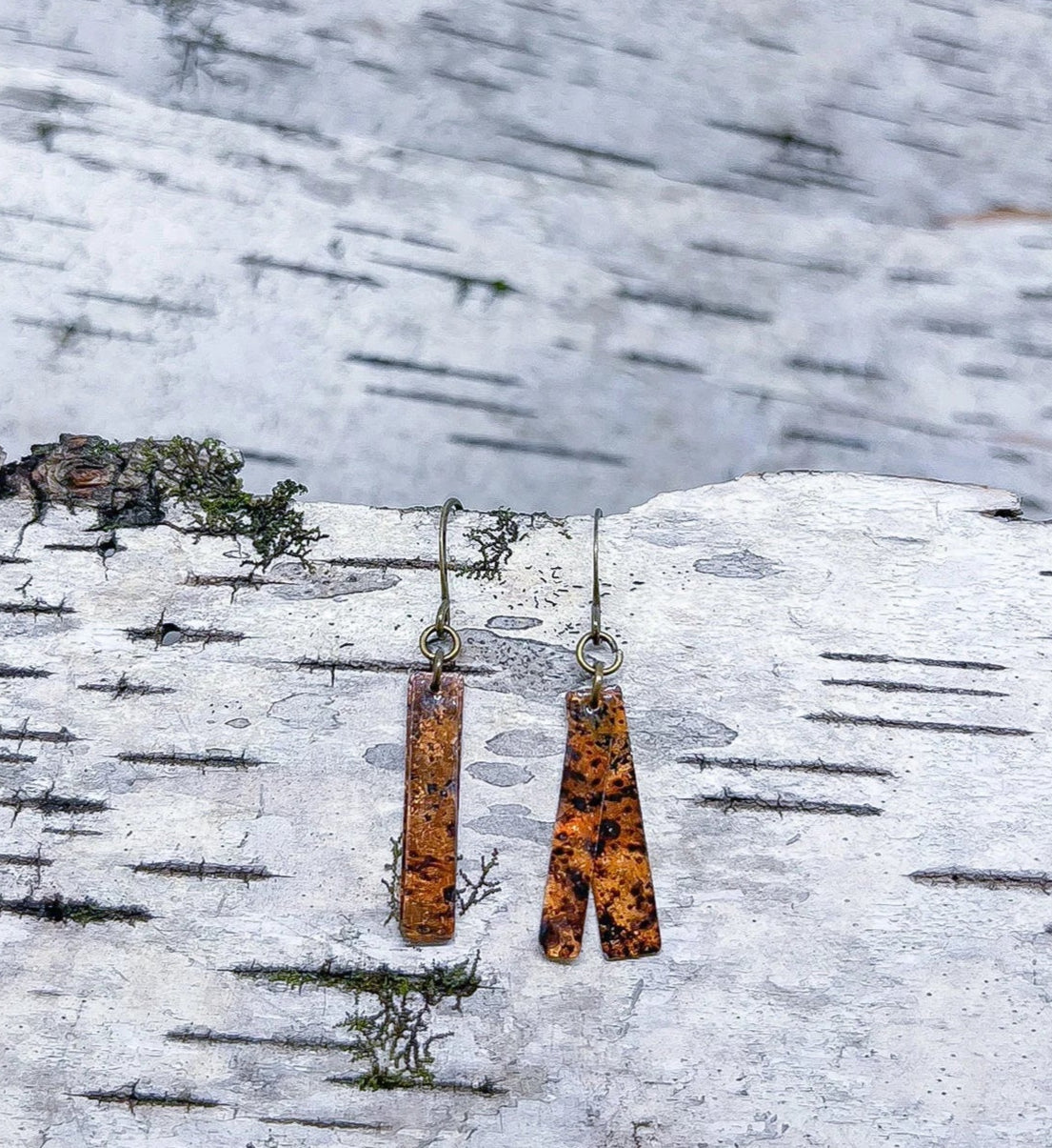 Handmade Skinny Copper Rectangle Earrings