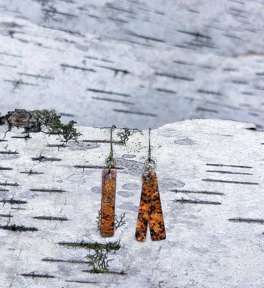 Handmade Skinny Copper Rectangle Earrings
