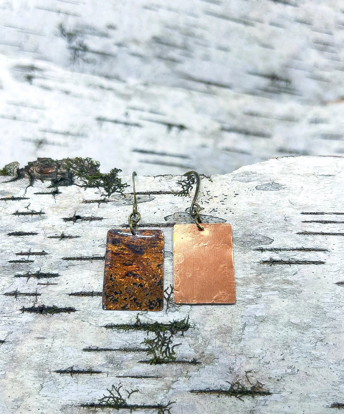 Copper Rectangle Earrings