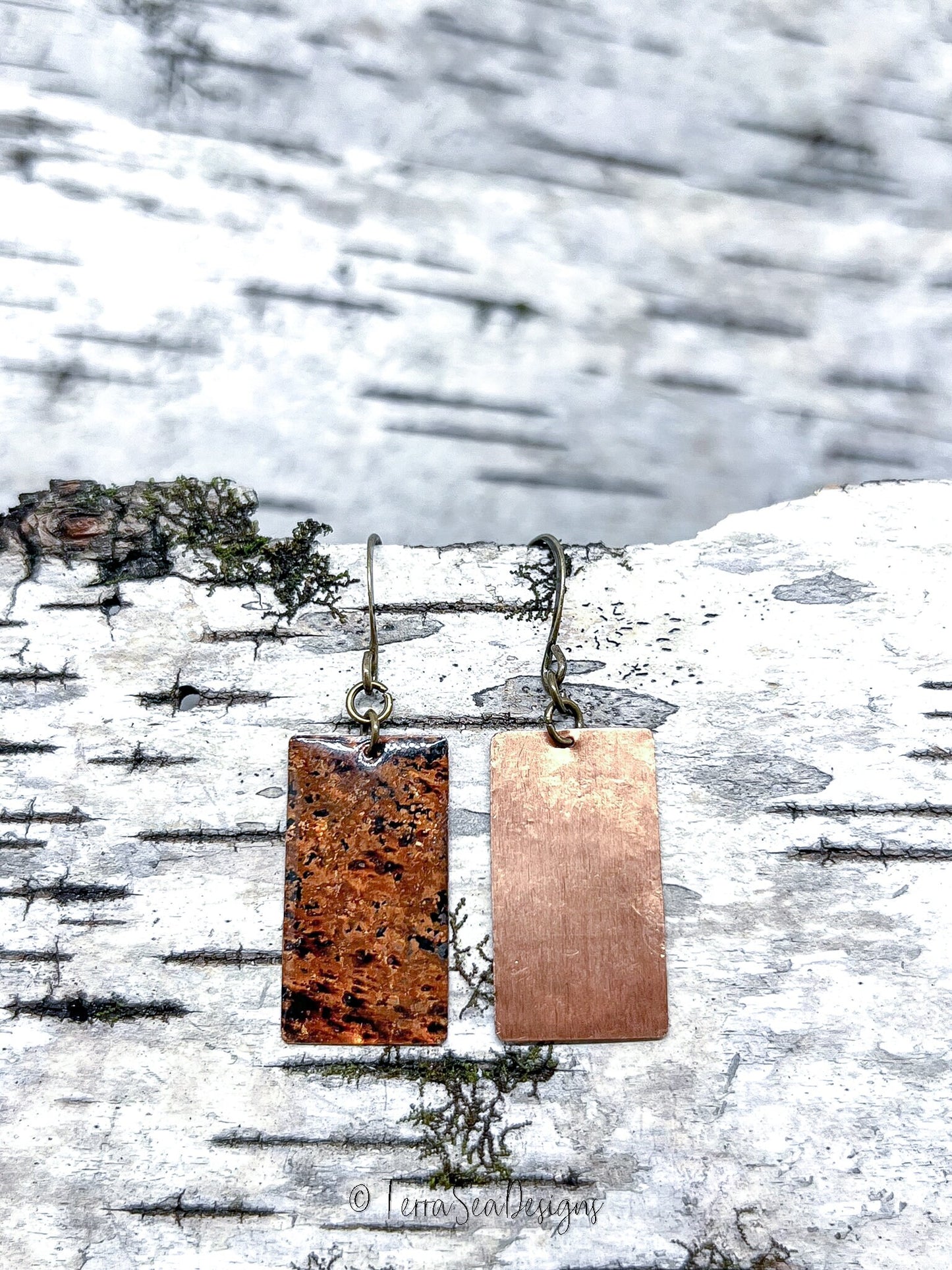 Copper Rectangle Earrings