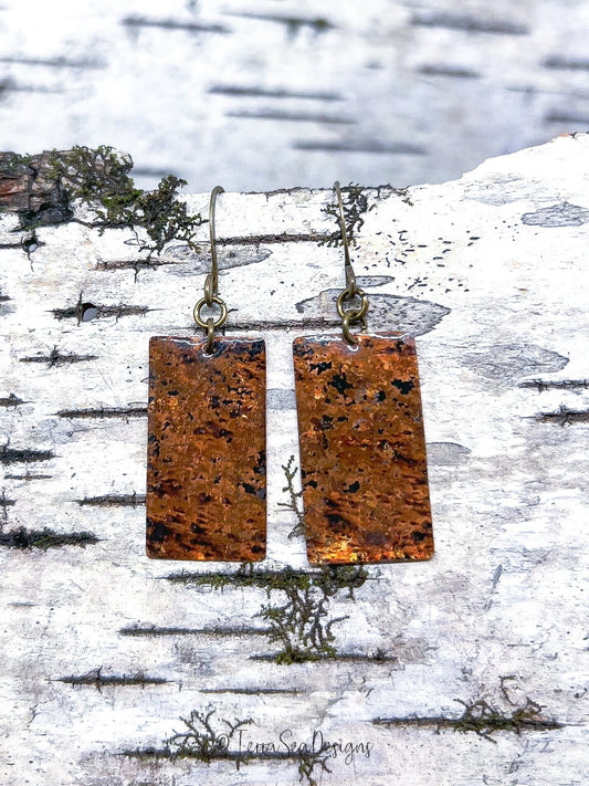Copper Rectangle Earrings
