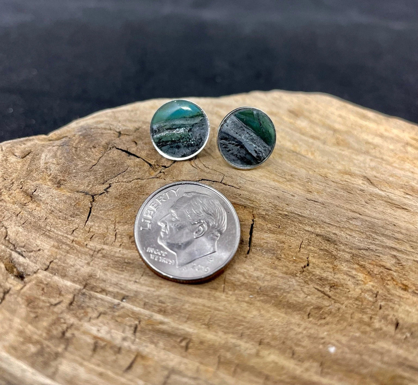 Handmade Silver Rim Clay Stud Earring