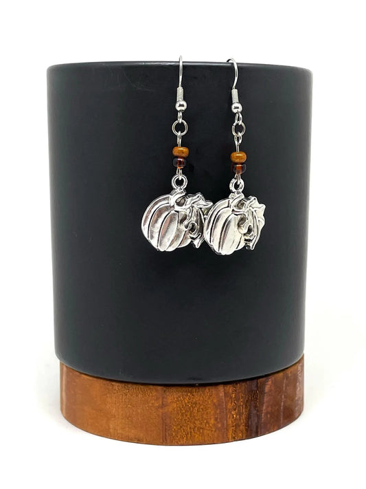 Beaded Halloween Pumpkin Earrings