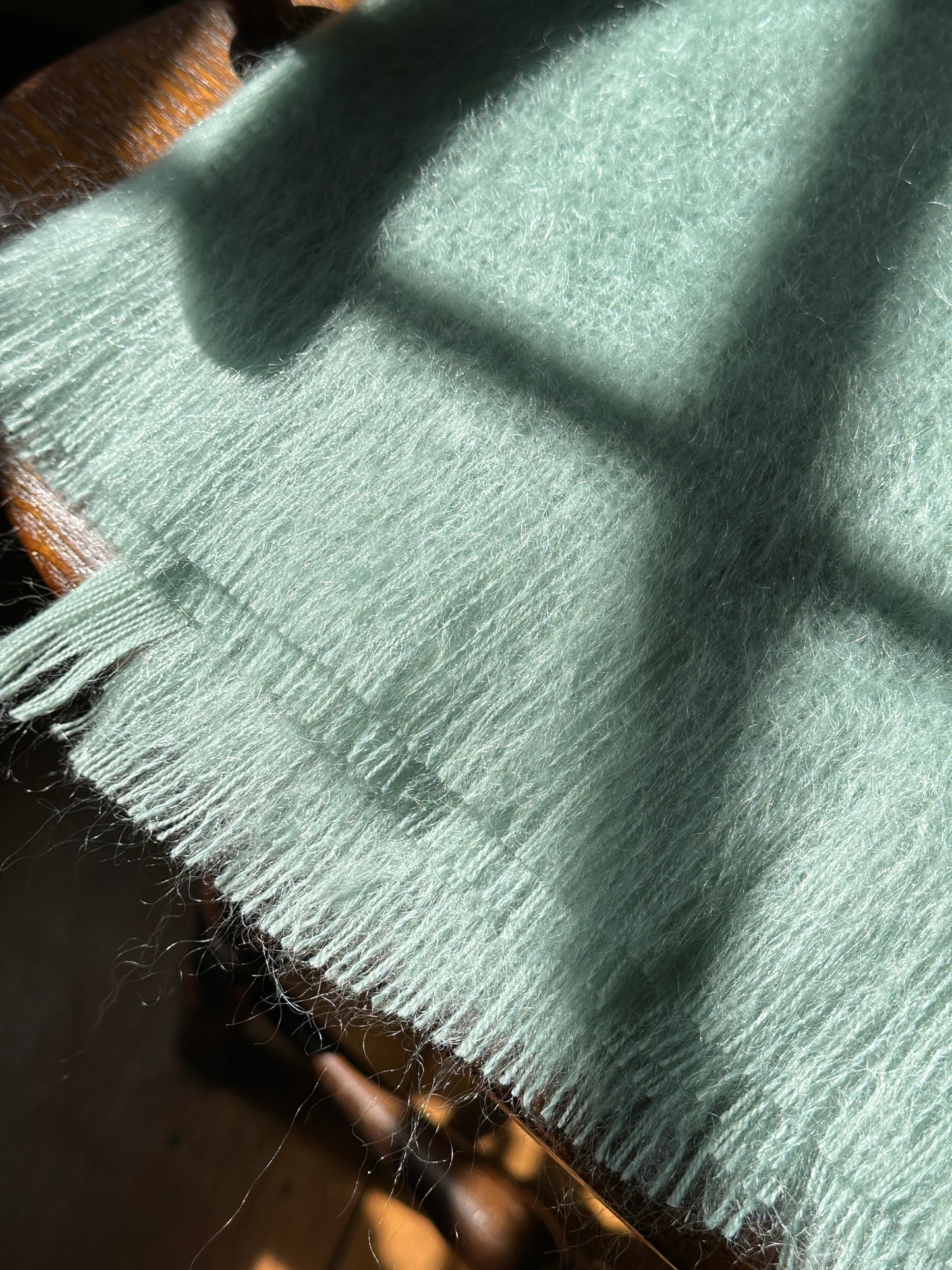 Available March 12th - Green Mist Luxury Mohair Throw