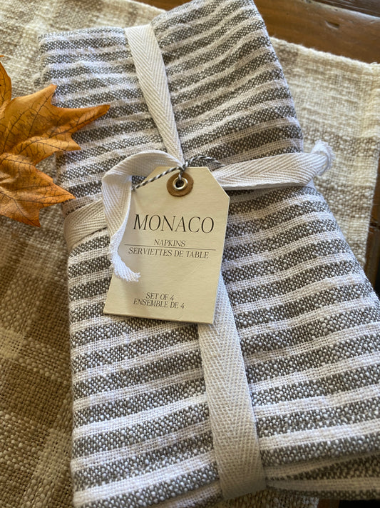 Napkins - Set of four Pewter Striped Napkins