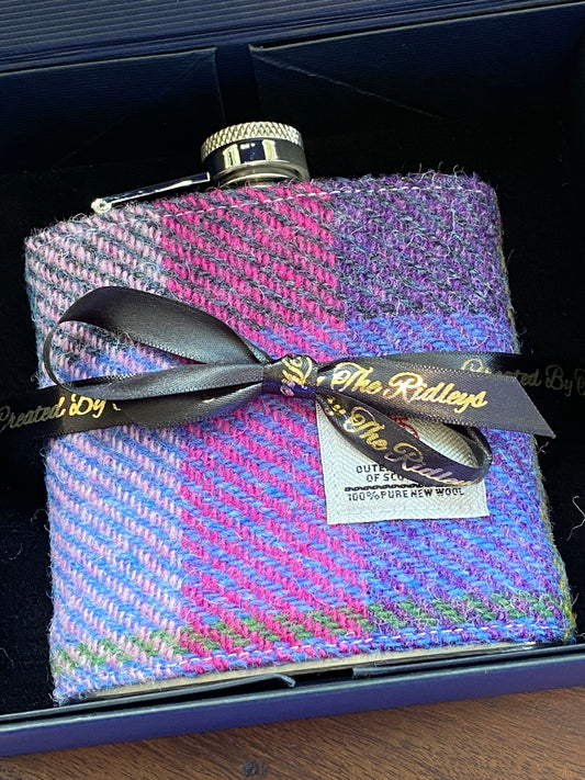 Harris Tweed Covered Flask - Purple Tartan